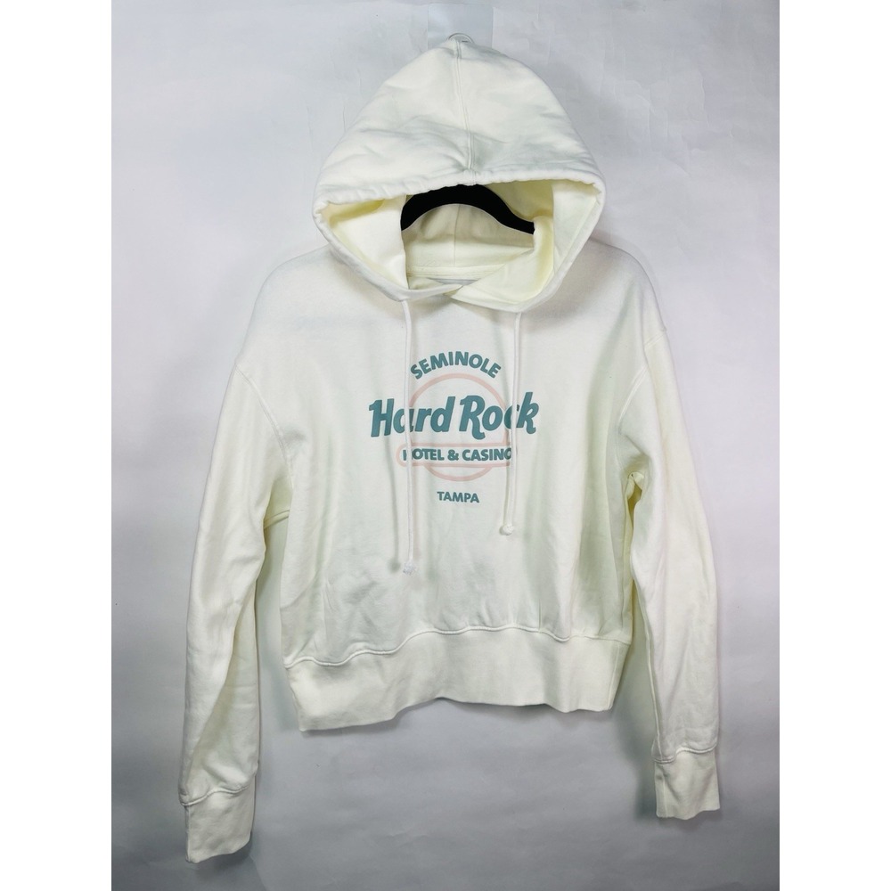 Women's‎ Hard Rock Cafe Tampa Pullover Hoodie Size Large Off White Ivory